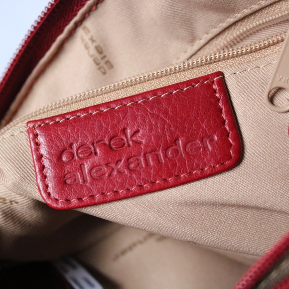 DEREK ALEXANDER Two Sided Zip Crossbody Red Leather Purse Shoulder Bag - Picture 4 of 13